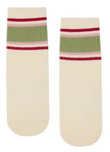 Crew Non Slip Grip Socks - Stripe Vanilla & Sage