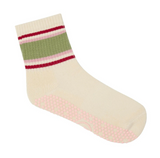 Crew Non Slip Grip Socks - Stripe Vanilla & Sage